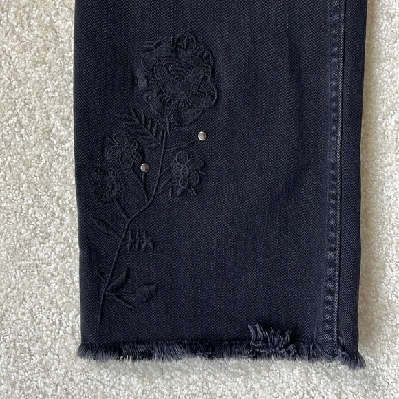 Zara Premium Denim Collection Jeans Embroidered black on black with stud details - Picture 6 of 11